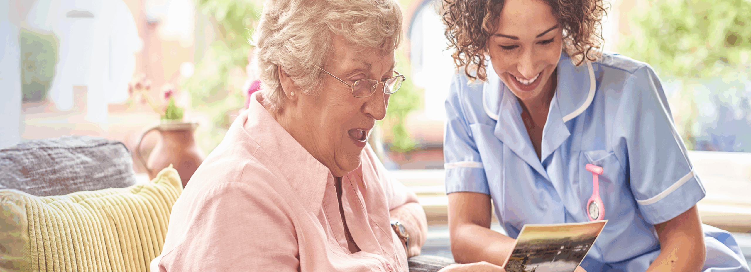Older woman receiving domiciliary care